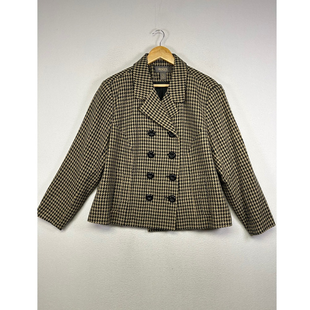 Dark Academia Designs Lane Bryant Womens 16 Houndstooth Double Breasted Jacket